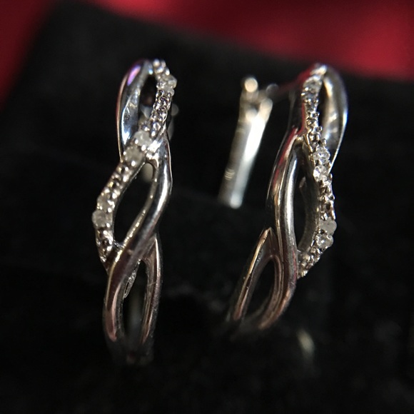 Genuine Diamond Lever-Back Earrings - Picture 3 of 8